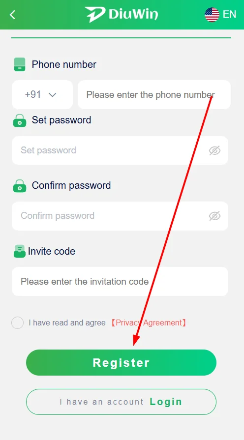 Click the register button last